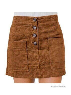 High Waist Button Down Pocket Mini Linen Skirt